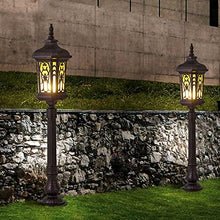 KADELONG - Outdoor Lawn Lights Glass Shade E27 Path Lights V-intage Villa Garden Yard Lamps Landscape Driveway Walkway External Night Security Lighting Fixture H36.43in,Chandelier Lighting, jq-842
