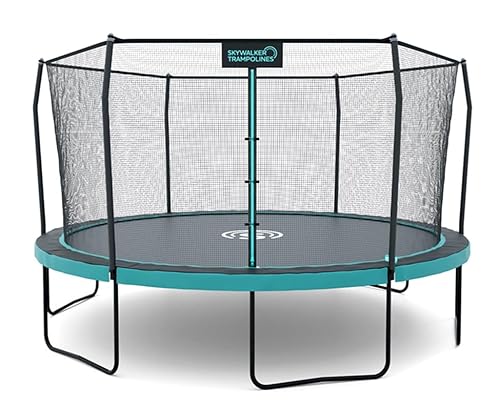 Skywalker Trampolines 12 FT Round Trampoline with Safety Enclosure Teal