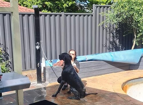No Worries Products Bondi Black ADA 316 Marine Grade Stainless Steel Outdoor Shower Panel Brushed Stainless Steel
