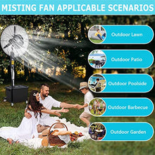 CUTPOIY 80W High Velocity Misting Fan with 90° Oscillation, 3 Speeds & Remote Control Outdoor Cooling for Patio, Garage, Farm, Workshop, Fan Blade 650mm