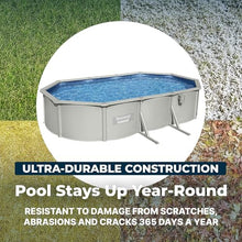Bestway Hydrium 16'5" x 12' x 48" Above Ground Pool, Oval Steel Side Wall Frame Outdoor Swimming Pool Set with Sand Filter Pump, Polysphere Filtration Balls, Ladder & Accessories