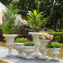 Large Urn Planter – White Vintage Magnesium Oxide Pot with Drainage for Indoor & Outdoor Garden, Entryway, Walkway Decor