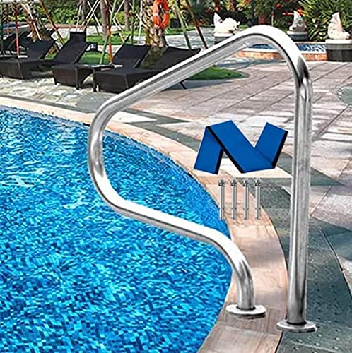 Pool Safety Handrails Pool Handrails 31.5" X 31.5" Pool Handrail Inground Swimming Pool Hand Rail Ladder Step Handrail 304 Stainless Steel Handle Pool Stair Rail, Bl