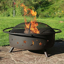 SLGGPJBU Portable Fire Pit & Bowl, Large Outdoor Fire Pit w/Spark Screen & Handle Ring, Bonfire Wood Burning Heating Basin, Round Firepit Heater