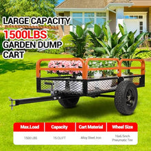 Heavy-Duty 1500 Lb Steel Dump Cart – 15 Cu Ft Multifunctional Utility Trailer with Removable Panels for ATV, Farm & Landscaping
