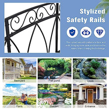Kinpaw 8FT Extra Large Garden Bridge with High Guardrails Black