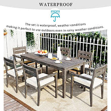 LOUHME 7-Piece Outdoor Patio Dining Table Set with Acacia Wood Table & Chairs Grey