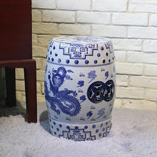 LINKIO Garden Stool Classical Celadon Ceramic Drum Stool - Decorative Garden Stool for Home & Patio Ottomans(C)