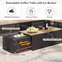 Finca ancha Boho Patio Furniture Set with Small Outdoor Table, Patio Bar Set w/Sillas para Balcon, Sillas para Patio Exterior, Adjustable Backrest, Ice Bucket Table, All-Weather Wicker (Khaki+Brown)