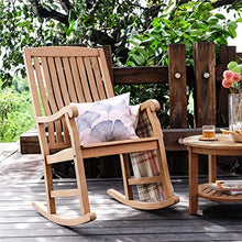 Generic 3-Piece Teak Outdoor Rocking Chair Chat Set Natural Farmhouse Wood Finish White