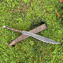 Fwosi Gardening Machetes - 23.5-Inch Kukri Machete Fixed Blade Knife with Leather Sheath - Full Tang Survival Knife, Carbon Steel Blades