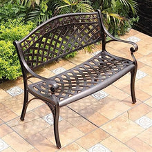 YHdtUO Outdoor Bench Metal Garden Bench for Front Porch Patio Garden Yard, 2-Person Outdoor Bench with Backrest and Armrest, Copper Color Cast Aluminum Garden Benche