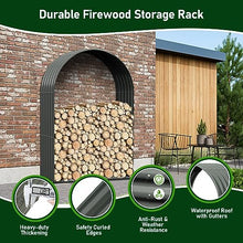 A ANLEOLIFE Outdoor Firewood Rack, Arch Gray 2-Pack with Corrugated Roofs