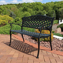 Sunnydaze Outdoor 2-Person Metal Garden Bench with Backrest, 40” W, Black
