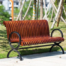 Park Patio Seat Outdoor Bench with Armrests, Luxury Park Chair with Streamlined Seats and Backrest, Solid Black Cast Aluminum Legs for Garden Patio