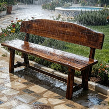YYBHKHBY Outdoor Bench 47" Solid Wood Bench One-Piece Panel,Hardwood Benches with Backrest Cast Iron Chair Legs,Weather-Resistant Bench for Patio Furniture Garden Decor,Brown 1,47.2x12.2x27.9In