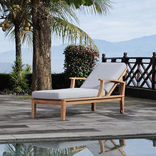 Modway EEI-1151-NAT-GRY-SET Marina Premium Grade A Teak Wood Outdoor Patio Chaise Lounge Chair, Natural Gray