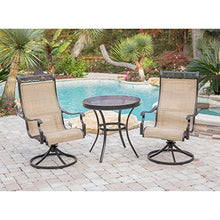 Hanover Monaco 3-Piece Patio Dining Set with Swivel Rockers and Bistro Table Tan