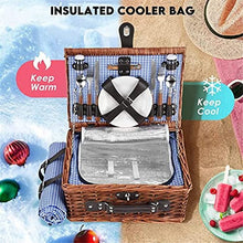 AFPSDLFJDLS Picnic Basket Hamper 25 Pcs for 4People Suitcase Set Cutlery Ice Bag Organizers Wicker Baskets Decor