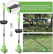 JOMRTS Electric Lawn Mower 12V Rotary Electric Lawn Mower Rechargeable Portable Telescopic Garden House Mowing Machine Lightweight Garden Weeding Pruning