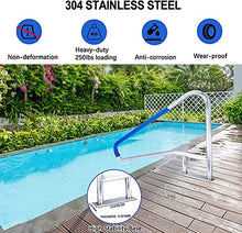 Swimming Pool Safety Hand Rail Pool Handrail, Swimming Pool Safety Stair Rail, Stainless Steel Stair Pool Hand Rail, Pool Rail with Quick Mount Base Plate, and Complete Mounting Accessories
