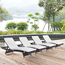 Modway Convene Wicker Rattan Outdoor Patio Chaise Lounge Chairs Set of 4 Mocha