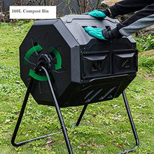 Kitchen Compost Bin, Outdoor Dual Chamber Tumbling Composter, Outdoor Rotating Compost Tumbler Bin for Garden, Kitchen, and Yard Waste, 160L/42Gallon,Indoor Compost Bin with Lid