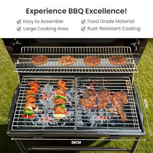 Charcoal Barbecue, Portable Barrel Barbecue with Warming Rack, Air Vents & Wheels, Barrel Charcoal BBQ Grill With Lid Cover, Built-in Temperature Gauge, for Grilling Meat, Fish & Vegetables
