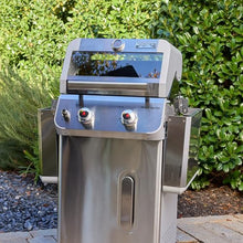 Monument Grills 2-Burner Stainless Steel Liquid Propane Gas Grill, Two Foldable Shelves Patio Garden Barbecue Grill with Clearview® Lid, Knob Control Mesa200S