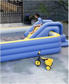 PATPOT Inflatable Pool Family Pool Blue 3 Ring Inflatable Paddling Pool Blow Up Pool Perfect for A Summer Pool Party Quick Set Above Ground Swimming Pool Summer Water Party (Color : Blue, Size : 3m)