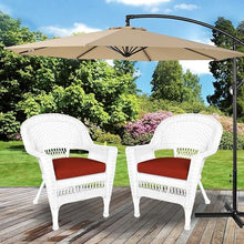 Jeco Wicker Chair with Red Cushion, Set of 2, White/W00206-