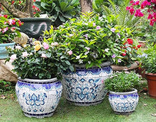 ZOCWJK Large Flower Pots Characteristic Mexico Ceramics Outdoor Plant Pot Creative Color Process Pattern Ceramic Bonsai Pot Villa for Villa Corridor Aisle Colorful Planter,51 * 39cm