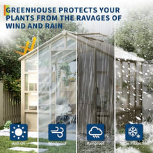 Large Wood Greenhouse, Heavy Duty Walk-in Green House with 6mm Thick Polycarbonate Panels and Adjustable Roof Vents, Lockable Door for Outdoor Garden Backyard