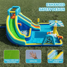 Inflatable Water Park for Kids, 16.4 ft × 14.1 ft Large Backyard Water Slides with Dual Slides, Dual Water Guns & Climbing Wall for Outdoor