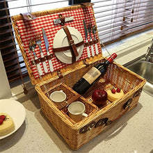 ASWRTYJO Wicker Hand Basket Outdoor Spring Outing Complete Tableware Field Picnic Rattan Woven Picnic Basket(D)