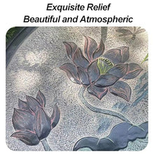 28 in Manhole Cover, Well Covers for Yard Decorative, Stepping Stones Outdoor Lotus Leaf and Lotus Relief Pattern Sandstone Materials
