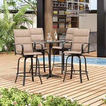 Soohow Patio Bar Stools Set of 4, Outdoor Swivel Barstools with Paded Textilene Fabric, All Weather Outdoor Bar Height Chairs, Ergonomic Comfort Tall Swivel Patio Chair for Balcony, Poolside, Lawn
