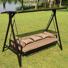 uhyOHF Outdoor Swing Bed Garden Porch Swing Garden Rocking Chair Hammock Canopy Swing Chair Suitable for Garden Poolside (Khaki