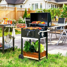 Adjustable Charcoal Grill, 490 sq.in. Outdoor BBQ Grill with 3-Level Height Pan, Built-in Thermometer, Foldable Side Table, for Backyard Patio & Family BBQ