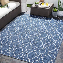 MARK & DAY Outdoor Rug 10x14 Valentijn Traditional Denim Non-Shedding Area Rug