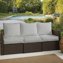 Trupedic x Sunbrella - Deep Seating Sofa Pillow and Cushion Set, 23 in x 25 in x 5 in, White & Navy Blue Stripes