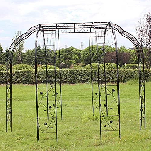 Garden Arch Rose Arch with Decoration,Arch for Climbing Plants,Stereoscopic Metal Arbor Garden Archway,Pergola Trellis for Indoor/Outdoor,Weatherproof,Climbing Aid,Lawn Garden,Wedding Arch