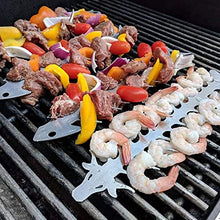 AFPSDLFJDLS Barbecue Skewer Reusable Grill Sticks Bbq Fork Bbq Utensil Kitchen Outdoor Camping Accessories(E)
