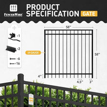 Fencer Wire Heavy Duty Flat Top Fence Gate, 5FT Height x 5FT Width Outdoor Fence Gate, Outdoor Anti-Rust Metal Steel Gate for Fencing Barrier, Decorative Garden Gate with Gate Lock