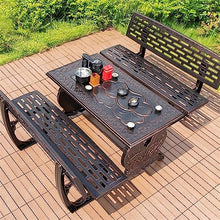GVBNOTT Porch Chairs Garden Bench Outdoor Patio Bench, 3-Person Durable Outside Garden Park Bench, Vintage Copper Cast Aluminum Outdoor Seats for Garden, Courtyard, Backyard Outdoor Bench