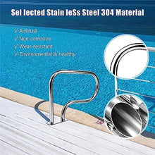 BSNANCA Pool Handrails Pool Hand Rail, Easy Mount Hand Grab Rail w/Complete Mounting Accessories, 304 Stainless Steel Swimming Pool Stair Rail w/Base Plate an