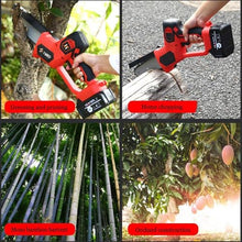 Mini Chainsaw, 8 Inch Cordless Portable Electric Chainsaw, Rechargeable Battery Operated One-Hand Portable Garden Saw for Tree Branch Wood Cutting(Red,2 batteries)