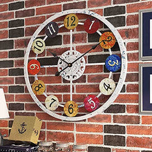 J3DFGFLR Outdoor Garden Wall Clock 23in Large Simple Garden Wall Clock Silent Wall Outdoor Clock Antique Wrought Iron Outdoor Clock Round Metal Clock for Indoor Walls Garden