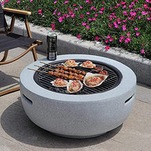 Outdoor Party BBQ Fire Pit for Patio, Fire Bowls with Grill Shelf and Mesh Cover Round Tabletop for Placing Drinks Roasting Supplies, Garden Patio Decor