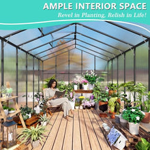 10x12FT Large Walk-in Greenhouse, Extra-Height Version Polycarbonate Greenhouse with Aluminum Frame for Backyard, Black
